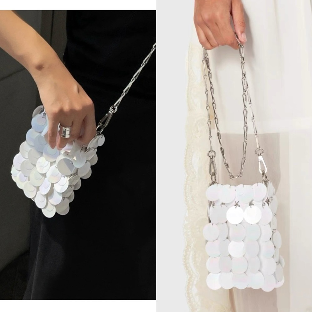 Paco Rabanne Sparkle Discs Mini Bag in White - Picture 1 of 15